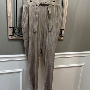 Soho Apparel Beige Striped Trousers L
